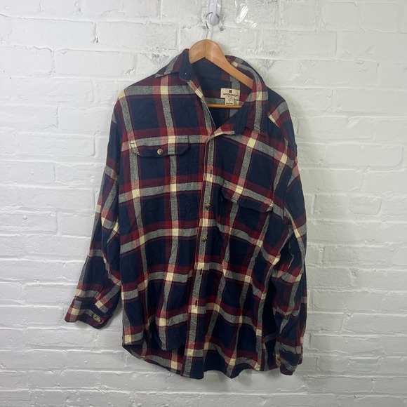 Woolrich Men's Colllread Check Print Button Down Shirt Long Sleeve Black Size L - Picture 1 of 4